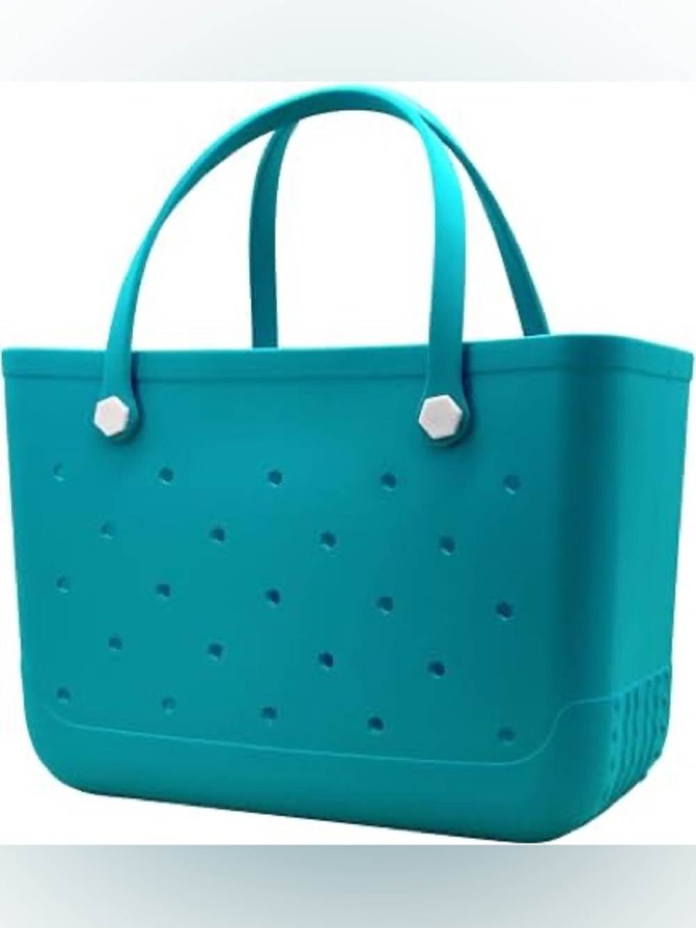 Turquoise Rubber Tote Bag Top Handles beach perforated Eva